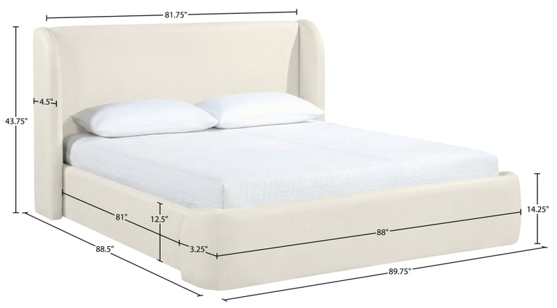 Warby Vegan Leather Upholstered King Bed in Cream - WarbyCream-K