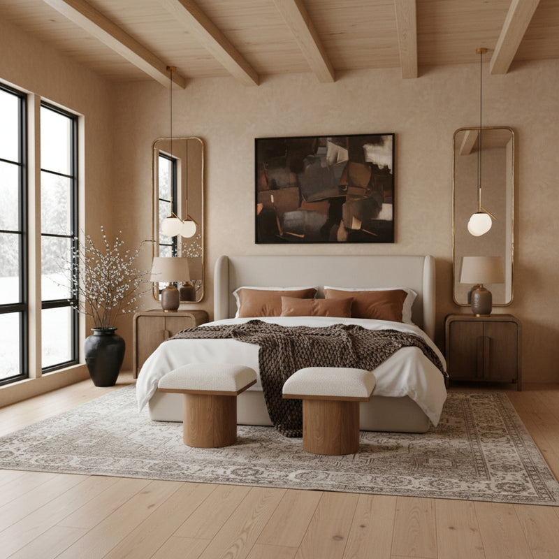 Warby Vegan Leather Upholstered Queen Bed in Taupe - WarbyTaupe-Q