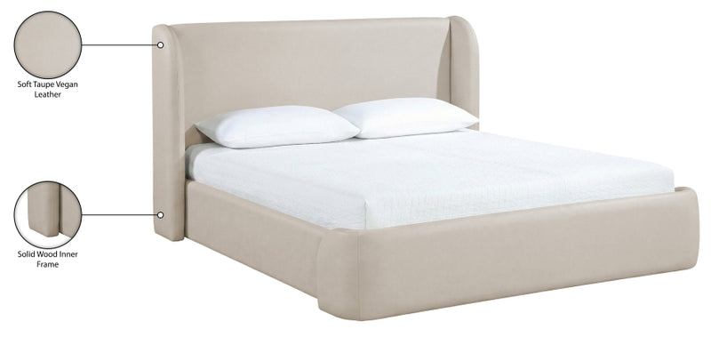 Warby Vegan Leather Upholstered Queen Bed in Taupe - WarbyTaupe-Q