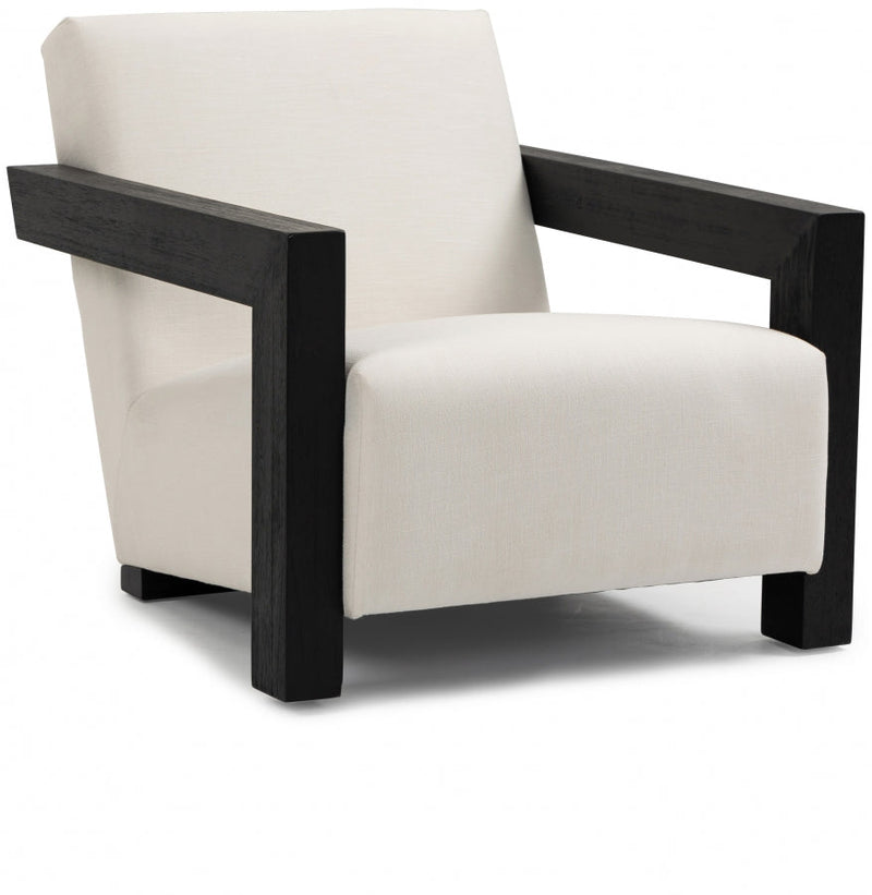 Ward Linen Textured Fabric Upholstered Accent Chair in Cream - 478Cream