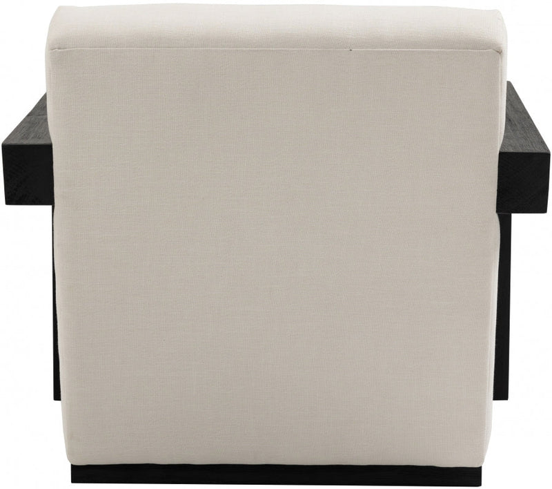 Ward Linen Textured Fabric Upholstered Accent Chair in Cream - 478Cream