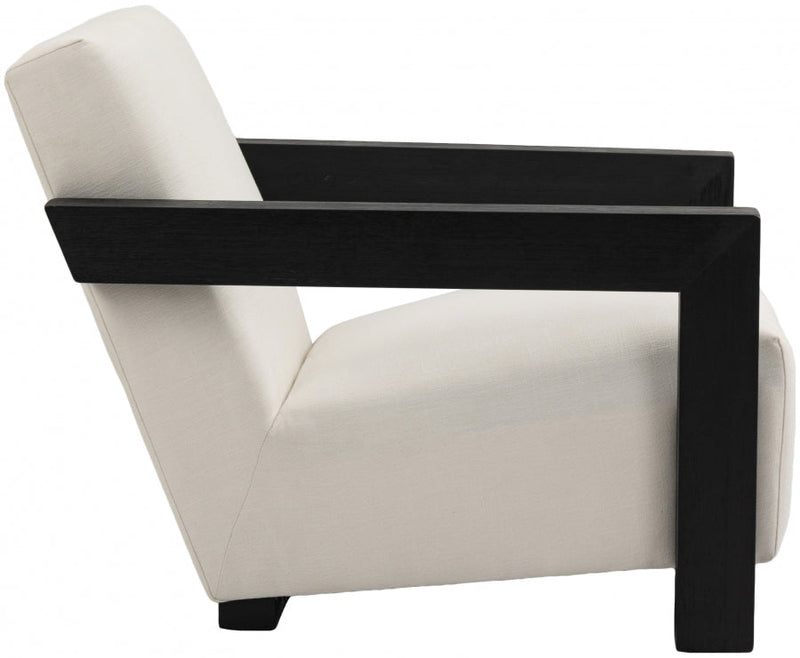 Ward Linen Textured Fabric Upholstered Accent Chair in Cream - 478Cream
