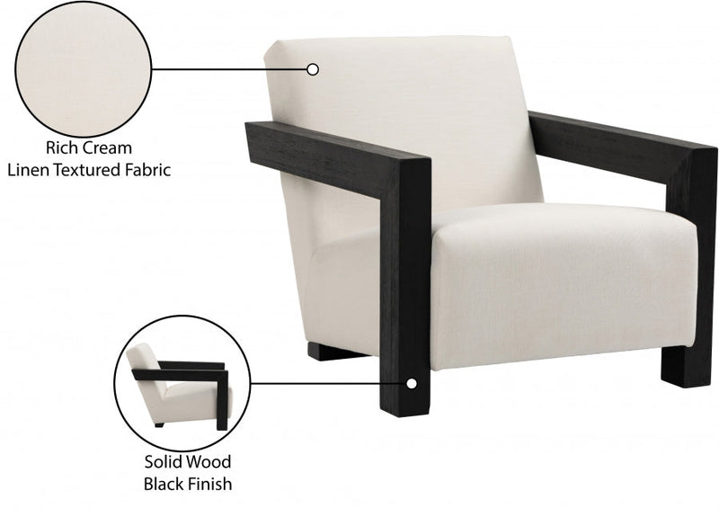Ward Linen Textured Fabric Upholstered Accent Chair in Cream - 478Cream