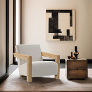 Ward Linen Textured Fabric Upholstered Accent Chair in Cream - 479Cream