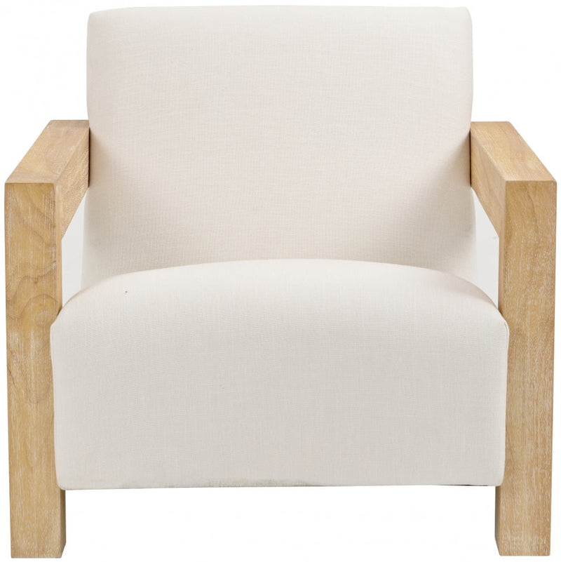 Ward Linen Textured Fabric Upholstered Accent Chair in Cream - 479Cream