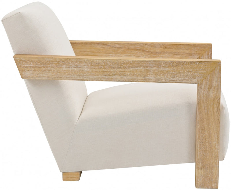 Ward Linen Textured Fabric Upholstered Accent Chair in Cream - 479Cream
