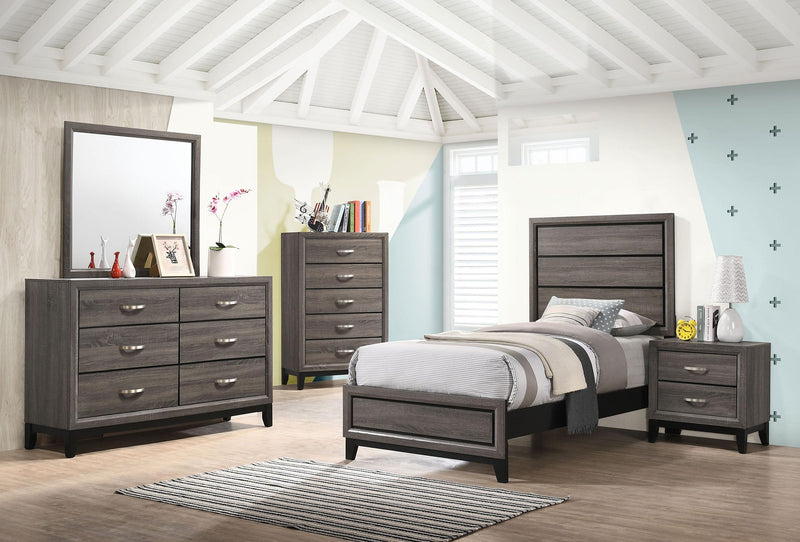 Watson Wood Twin Panel Bed Grey Oak - 212421T