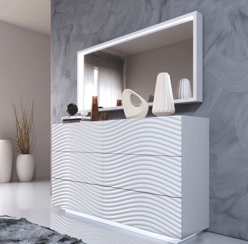 Wave Dressers/Chest White Set - Gate Furniture