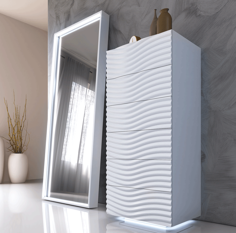 Wave Dressers/Chest White Set - Gate Furniture
