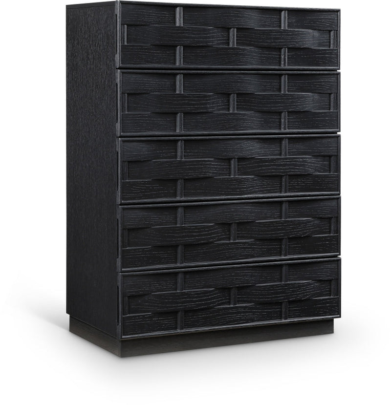 Weave Oak Veneer Chest in Black - 317Black-CH
