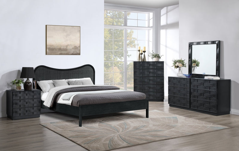 Weave Oak Veneer Chest in Black - 317Black-CH