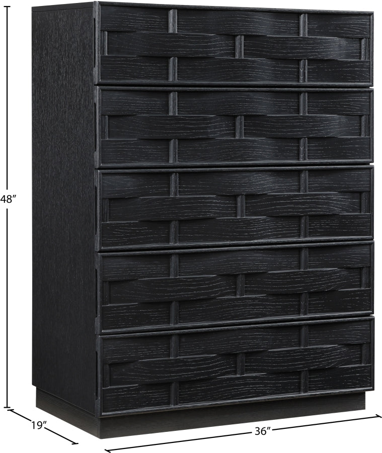 Weave Oak Veneer Chest in Black - 317Black-CH