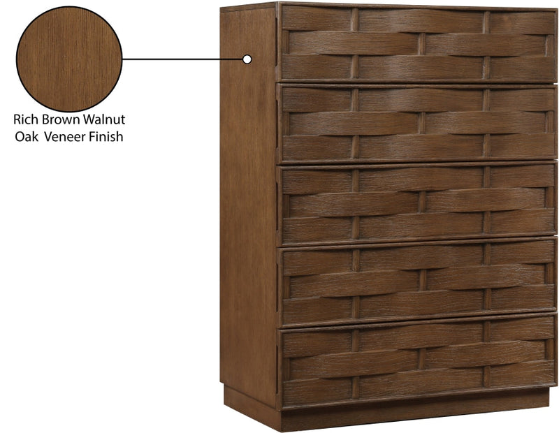 Weave Oak Veneer Chest in Brown - 317Brown-CH