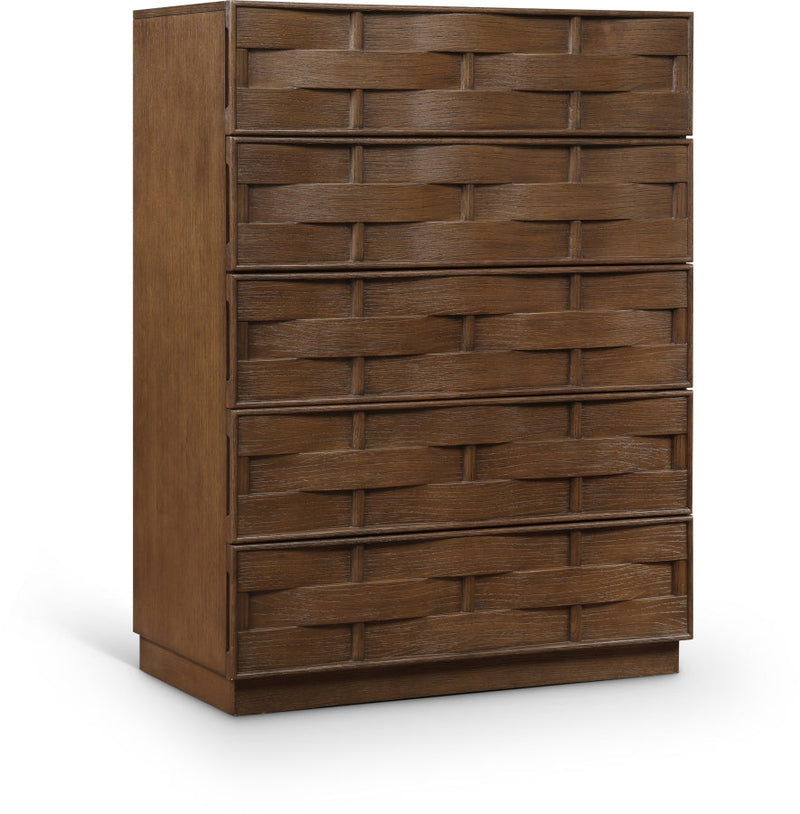Weave Oak Veneer Chest in Brown - 317Brown-CH