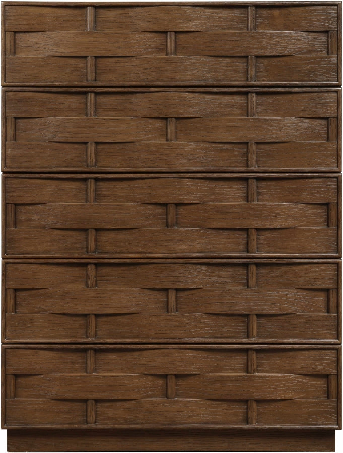 Weave Oak Veneer Chest in Brown - 317Brown-CH