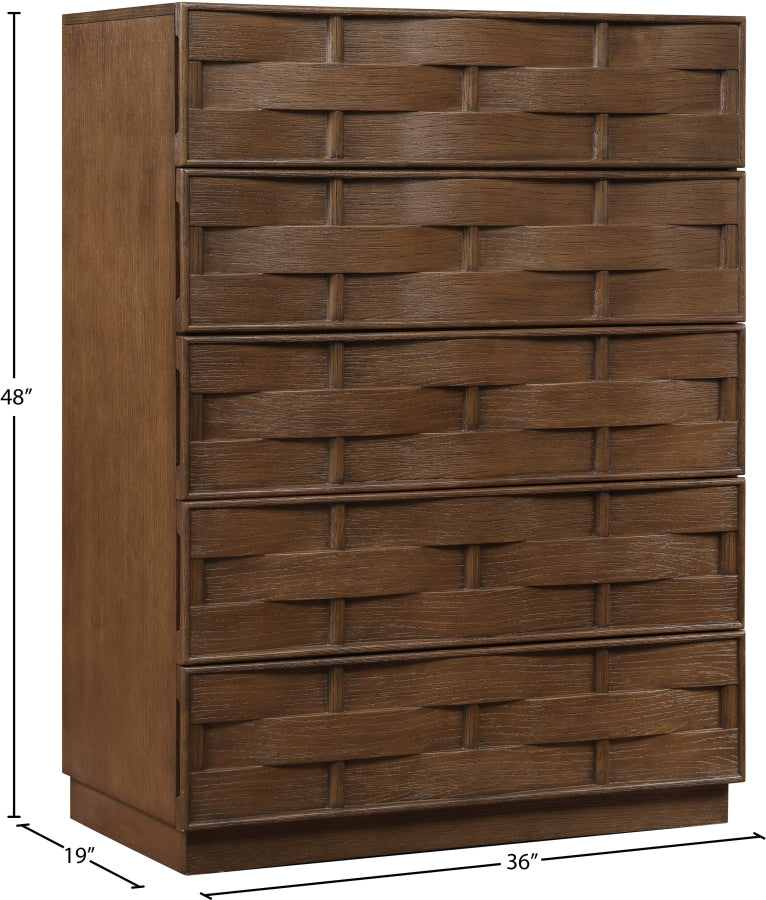 Weave Oak Veneer Chest in Brown - 317Brown-CH