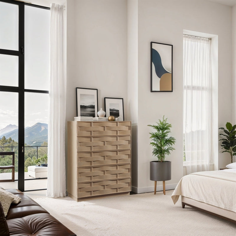 Weave Oak Veneer Chest in Natural - 317Natural-CH