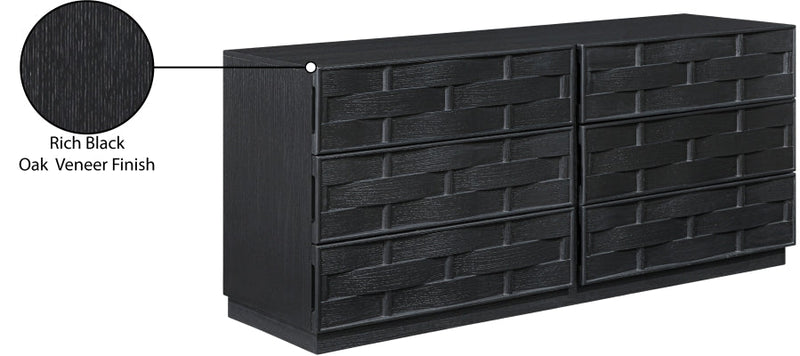 Weave Oak Veneer Dresser in Black - 317Black-D