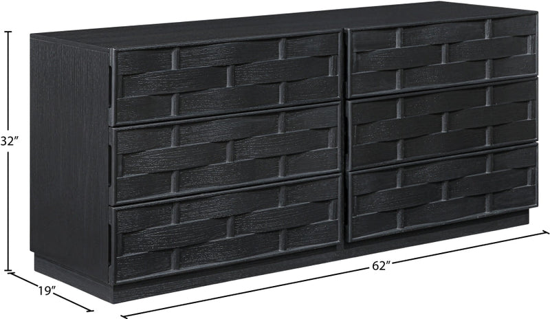 Weave Oak Veneer Dresser in Black - 317Black-D