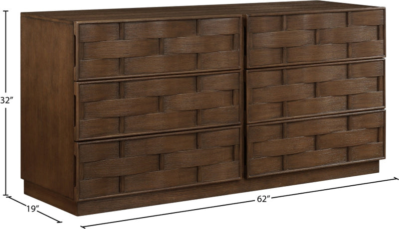 Weave Oak Veneer Dresser in Brown - 317Brown-D