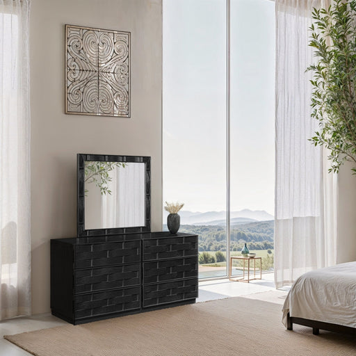 Weave Oak Veneer Mirror in Black - 317Black-M