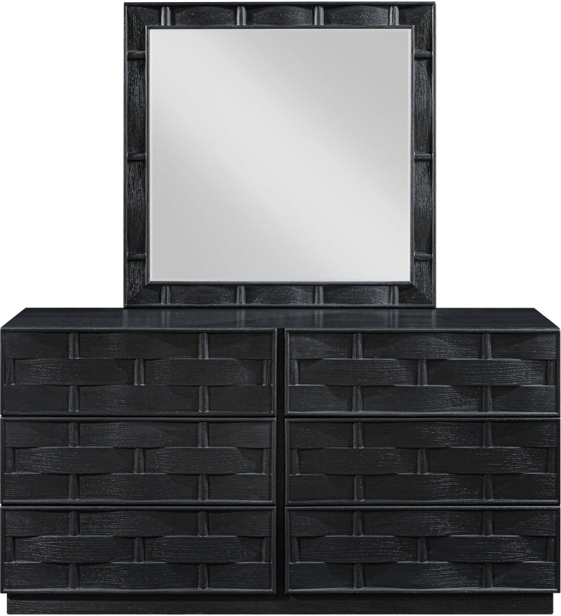Weave Oak Veneer Mirror in Black - 317Black-M