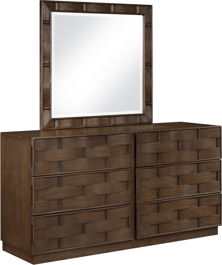 Weave Oak Veneer Mirror in Brown - 317Brown-M