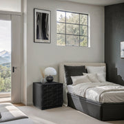 Weave Oak Veneer Nightstand in Black - 317Black-NS