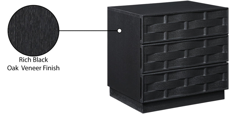 Weave Oak Veneer Nightstand in Black - 317Black-NS