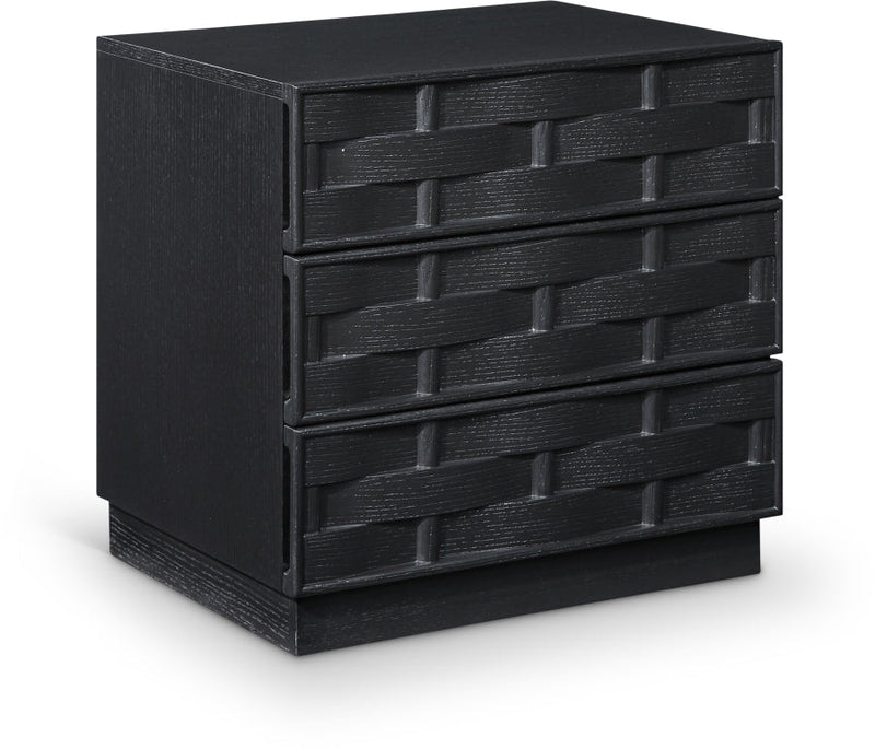 Weave Oak Veneer Nightstand in Black - 317Black-NS