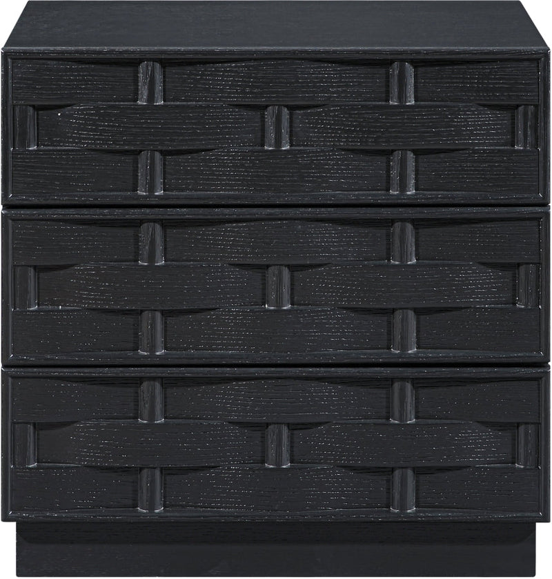 Weave Oak Veneer Nightstand in Black - 317Black-NS