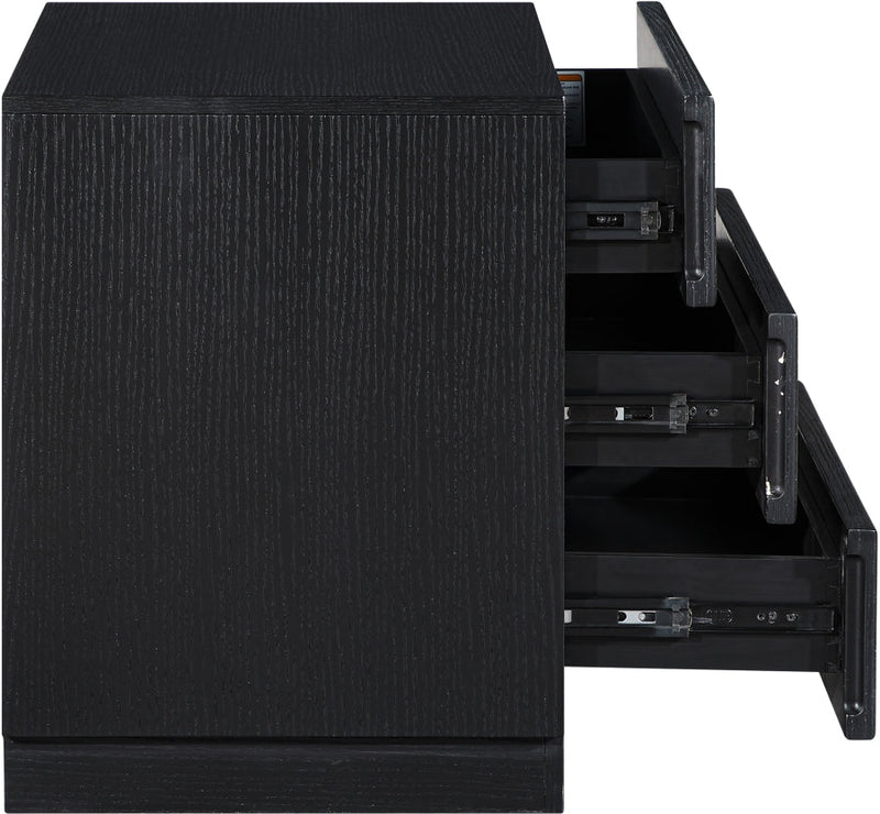 Weave Oak Veneer Nightstand in Black - 317Black-NS