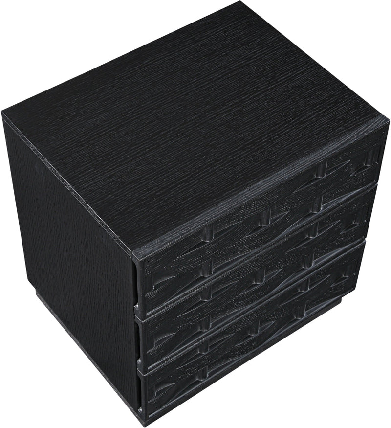 Weave Oak Veneer Nightstand in Black - 317Black-NS