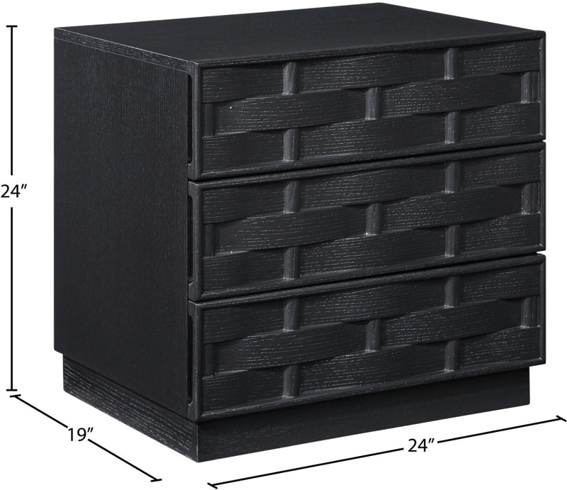 Weave Oak Veneer Nightstand in Black - 317Black-NS