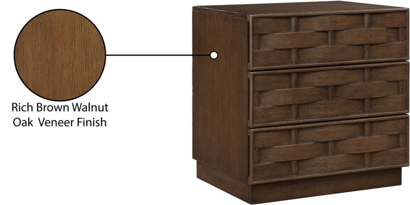 Weave Oak Veneer Nightstand in Brown - 317Brown-NS