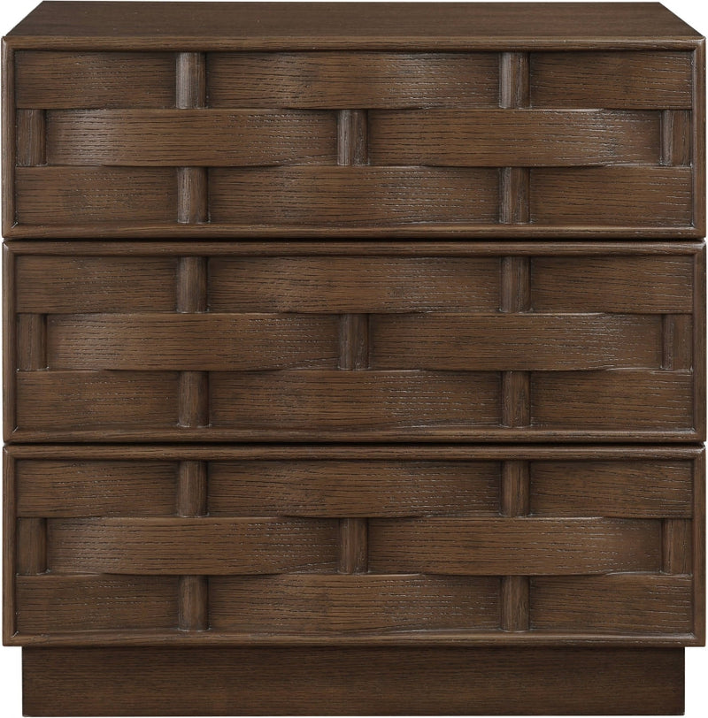 Weave Oak Veneer Nightstand in Brown - 317Brown-NS