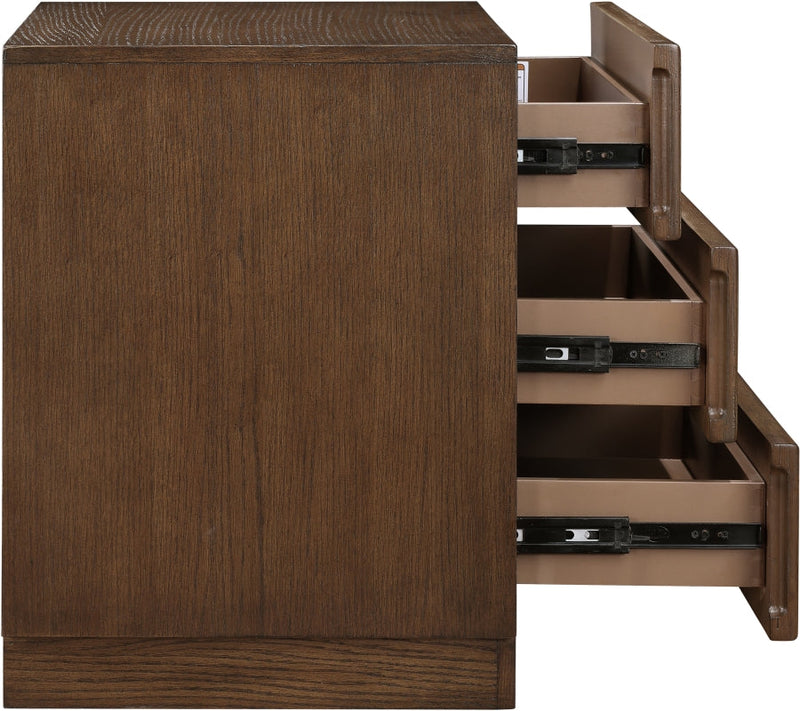 Weave Oak Veneer Nightstand in Brown - 317Brown-NS