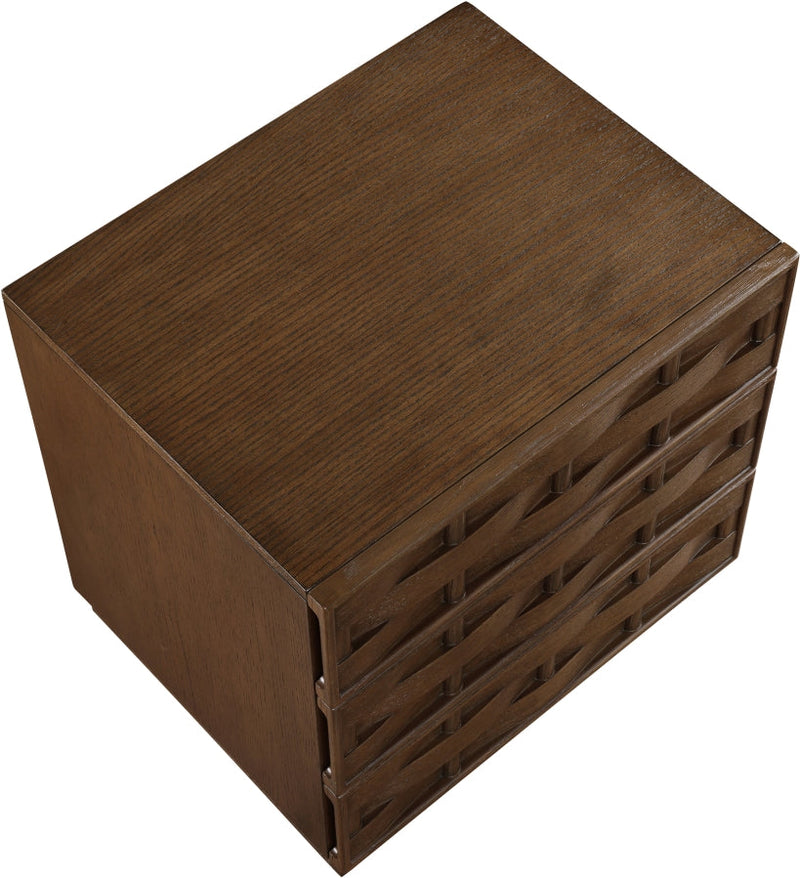 Weave Oak Veneer Nightstand in Brown - 317Brown-NS
