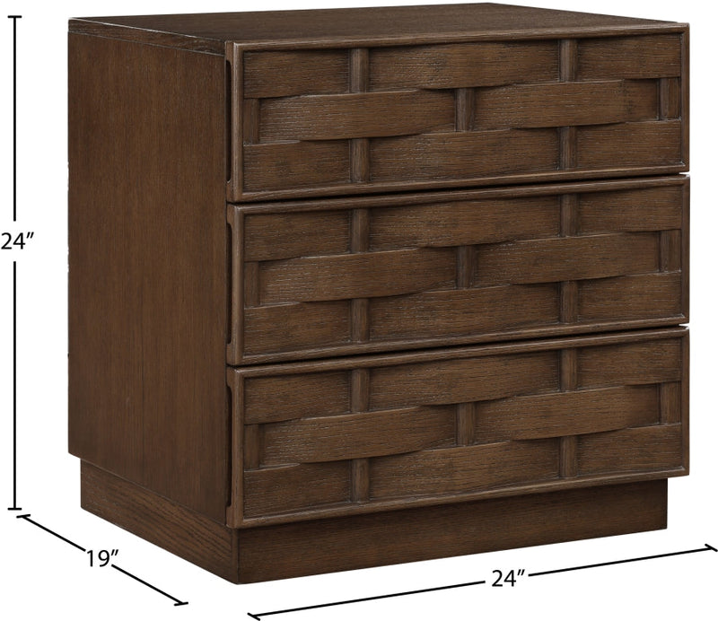 Weave Oak Veneer Nightstand in Brown - 317Brown-NS