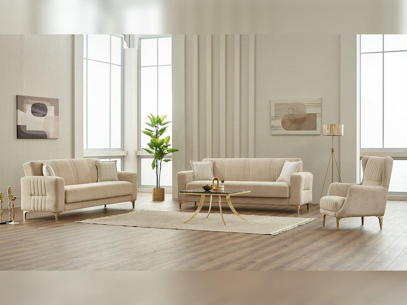 Wedy 3-pieces (Sofa & Loveseat & Chair) Livingroom in Cream - 200-SIM-WED-GIRNE03-321