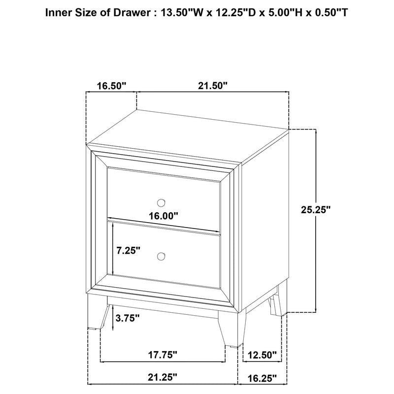 Welsley 2-drawer Nightstand Bedside Table Walnut - 223442