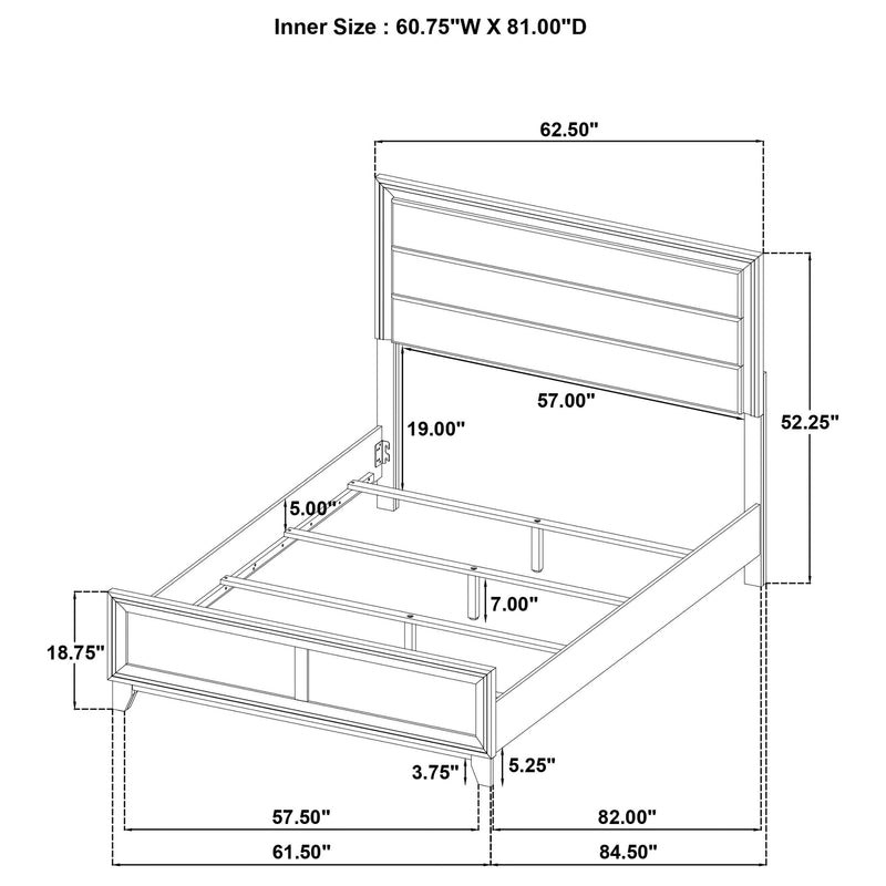 Welsley 50-inch Upholstered Queen Bed Walnut - 223441Q