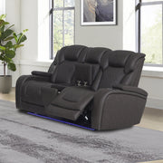 Wendell Power Motion Loveseat w/Console, Wireless Charger, Storage, USB & LED - LV06221