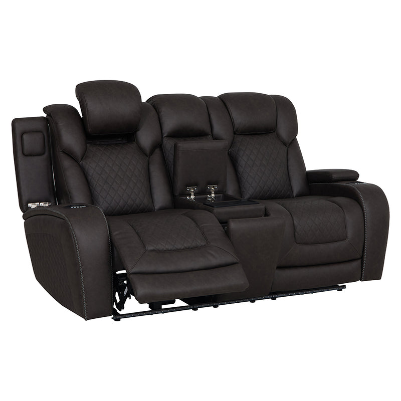 Wendell Power Motion Loveseat w/Console, Wireless Charger, Storage, USB & LED - LV06221