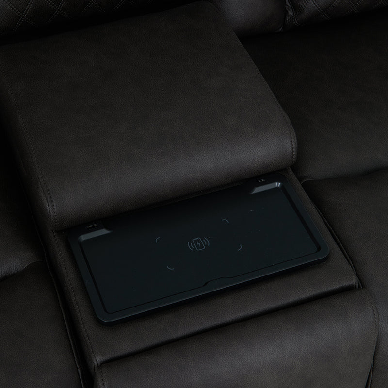 Wendell Power Motion Loveseat w/Console, Wireless Charger, Storage, USB & LED - LV06221