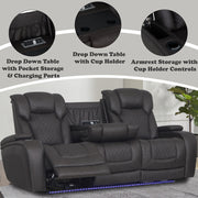 Wendell Power Motion Sofa w/Dropdown Table, Storage, USB & LED - LV06220