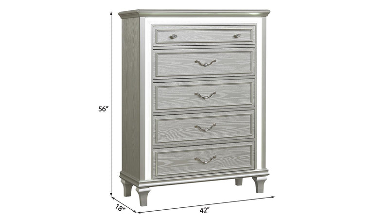 Wendy - 5 Drawers Silver Chest with LED light - B256-C