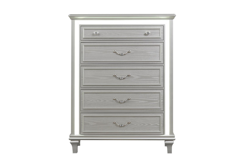 Wendy - 5 Drawers Silver Chest with LED light - B256-C