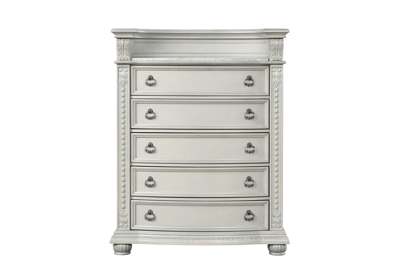 Westin - 5 Drawers Light Gray Chest with Marble Top - B228-C