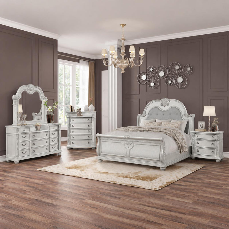 Westin - Light Gray Queen Bed, Dresser, Mirror, Chest, Nightstand - B228-QDMCN